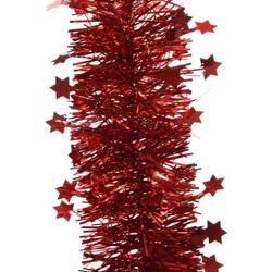 Feestslinger sterren rood 10 x 270 cm - Guirlande folie lametta - Slinger versieringen
