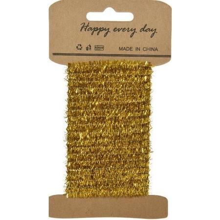 Goud lametta lint ijzerdraad op rol 200 cm - Hobby ijzerdraad goud - Kerstartikelen