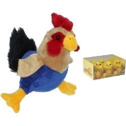 Pluche kippen/hanen knuffel van 20 cm met 6x stuks mini kuikentjes 3,5 cm - Paas/pasen decoratie