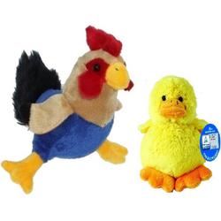 Pluche kippen/hanen knuffel van 20 cm met geel pluche kuiken 16 cm - Paas/pasen decoratie