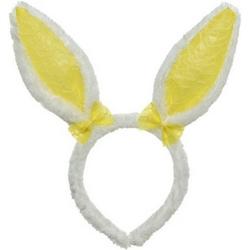 Wit/gele konijn/haas oren verkleed diadeem voor kids/volwassenen - Verkleedaccessoires - Feestartikelen