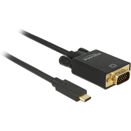 DeLOCK 85262 2m USB C VGA (D-Sub) Zwart video kabel adapter