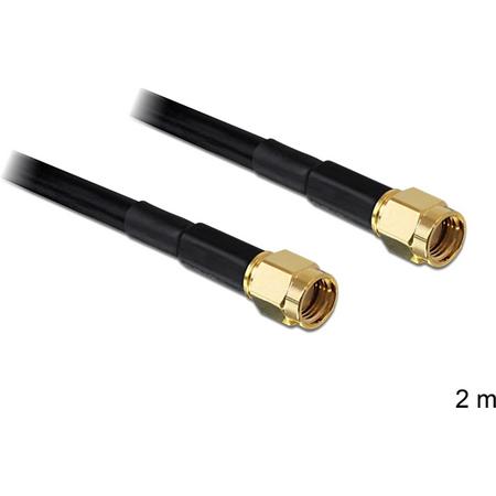 DeLOCK RP-SMA - RP-SMA, 2m 2m RP-SMA RP-SMA Zwart coax-kabel