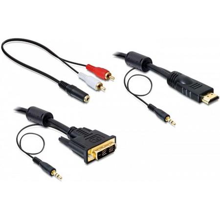 Delock - HDMI - DVI Beeldscherm Kabel - met audio - zwart - 3 meter