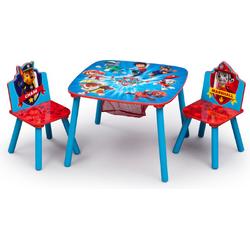 Paw Patrol Kindertafel met Handig Opbergvak - Set met 2 Stabiele Stoelen voor Kinderkamer - Blauw/Rood Paw Patrol