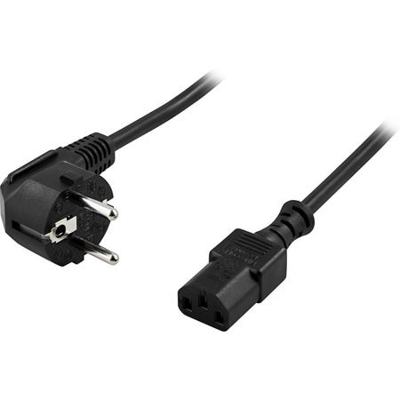 DELTACO DEL-109, Geaarde kabel voor verbinding tussen apparaat en stopcontact, CEE 7/7 naar IEC 60320 C13, 2m, zwart