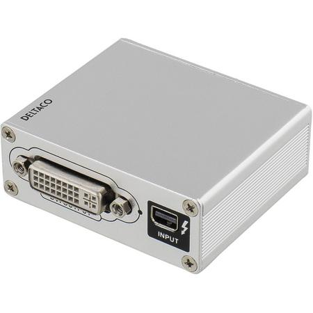 DELTACO DP-MULTI3 Thunderbolt naar HDMI / DVI / VGA-adapter, 1080P, aluminium, grijs