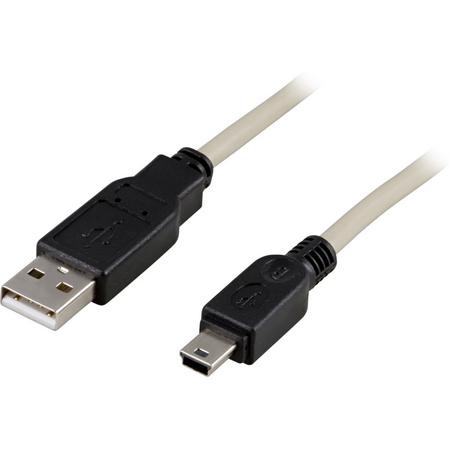 DELTACO USB-27, USB 2.0 kable A/B-mini, USB A - Mini-USB B, Mannelijk/Mannelijk USB-kabel, 3m