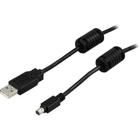 DELTACO USB-503, USB 2.0 Cable f/ Cameras, Mannelijk - Mannelijk USB-kabel, 2m
