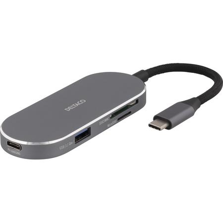 DELTACO USBC-1292 USB-C Dockingstation - 100W USB-C PD, USB 3.1, 4K HDMI