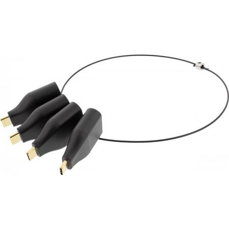 DELTACO USBC-AR1 USB-C-adapterring - mini DisplayPort – DisplayPort - VGA – HDMI - Zwart