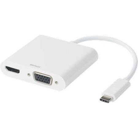 DELTACO USBC-HDMI16, USB-C dockingstation, HDMI / VGA / Audio / USB-C, 100W USB-C PD 3.0, wit