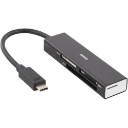Deltaco UCR-153 USB-C Card reader USB 3.1 Gen 1 USB-C SD, Micro SD, CF en MS Kaartlezer Windows & MAC OS