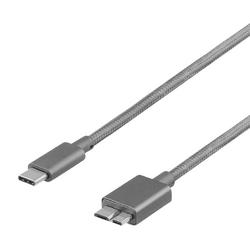 Deltaco USBC-1264 stoffen USB-C kabel 1 Meter MicroUSB type B USB 3.1 Gen 1 naar USB Type C spacegrey/donkergrijs