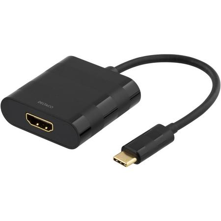 Deltaco USBC-HDMI USB-C naar HDMI 4K UltraHD adapter zwart