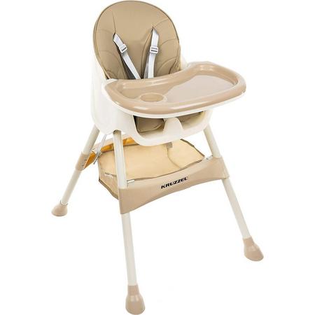 EetStoel Baby - Zinaps 12060 Hoge stoel voor babys Verstelbare vouwtafel 5-punts harnas beige -  (WK 02124)