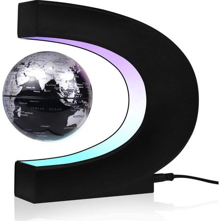 zwevende wereldbol - ZINAPS Floating globe, automatic 360 degree rotation, globe illuminated, high-end gift for men and children, decoration for offices, bedrooms and living rooms, black.
