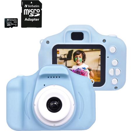 Denver Kindercamera Full HD met 16GB SD kaart - Digitale Camera Kinderen - Foto en Video - 40 MP - 7 filters - 28 fotolijsten - 3 spelletjes - KCA1330 - Blauw