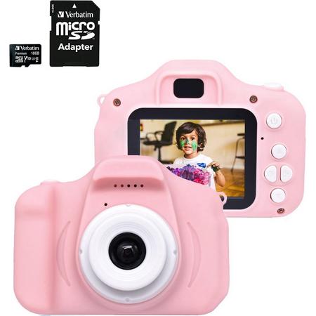 Denver Kindercamera Full HD met 16GB SD kaart - Digitale Camera Kinderen - Foto en Video - 40 MP - 7 filters - 28 fotolijsten - 3 spelletjes - KCA1330 - Roze