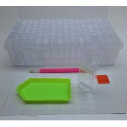 Denza - Sorteerbox diamond painting - opbergbox 64 vakjes - schudbakje - pen en wax - sorteerdoos