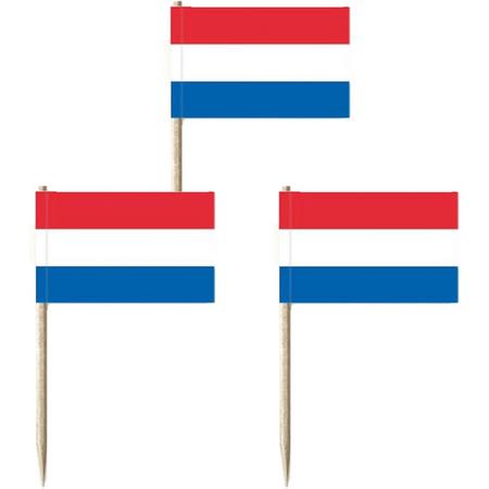 Depa Cocktailprikkers - vlag Nederland - 100x stuks - 7 cm - Vlaggetjes Holland