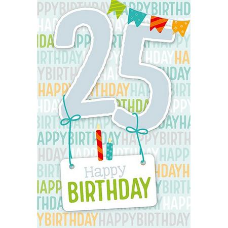 Cijferkaart met muziek 25 Happy Birthday
