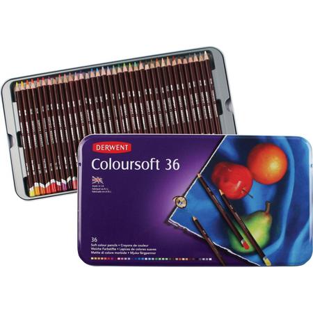 Derwent Coloursoft 36 kleurpotloden in blik