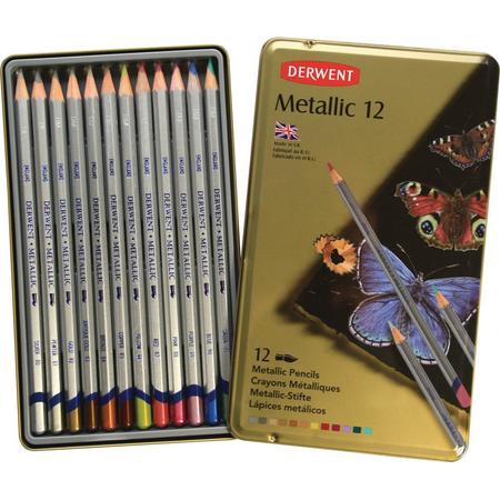 Derwent Metallic 12 potloden in blik