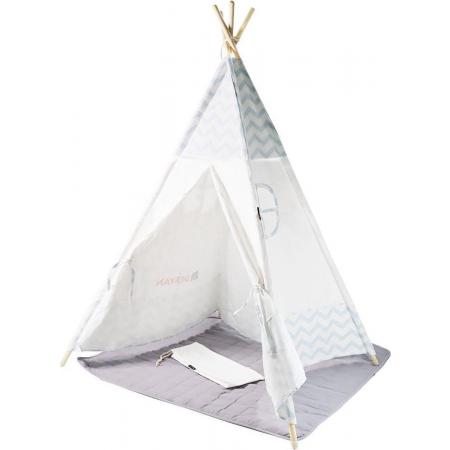 Deryan® Luxe Tipi Tent Cream - Wigwam Speeltent met ramen - 120x120x160cm - met Kussen kleed
