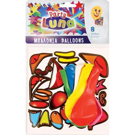 Diakakis Ballonnen Met Stickers 26 Cm Latex Multicolor 8 St.