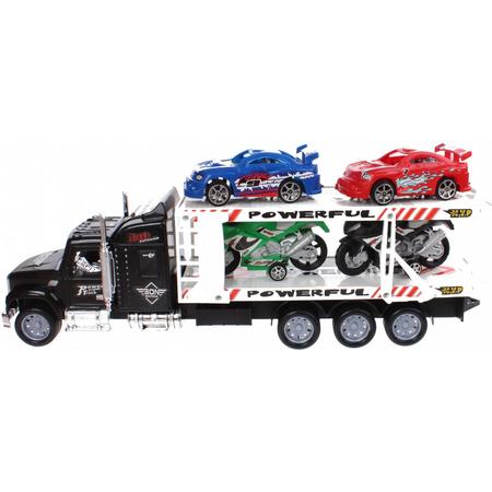Diakakis Vrachtwagen Met Autos En Motors 41 Cm Zwart-blauw