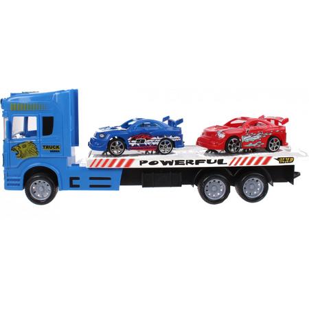 Diakakis Vrachtwagen Met Twee Autos 38 Cm Blauw-blauw