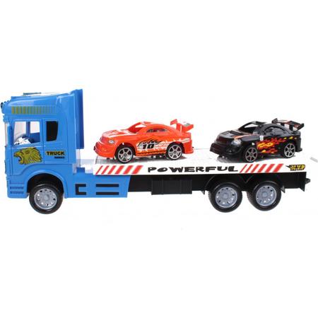 Diakakis Vrachtwagen Met Twee Autos 38 Cm Blauw-oranje