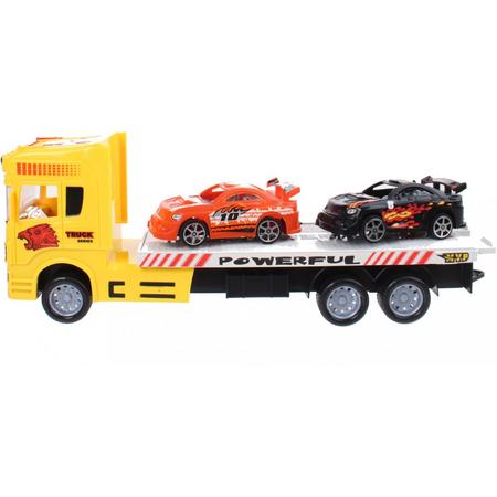 Diakakis Vrachtwagen Met Twee Autos 38 Cm Geel-oranje