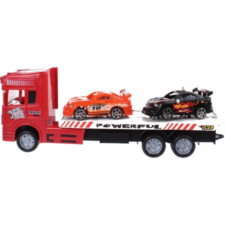 Diakakis Vrachtwagen Met Twee Autos 38 Cm Rood-oranje