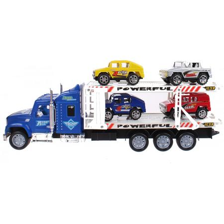 Diakakis Vrachtwagen Met Vier Autos 41 Cm Blauw