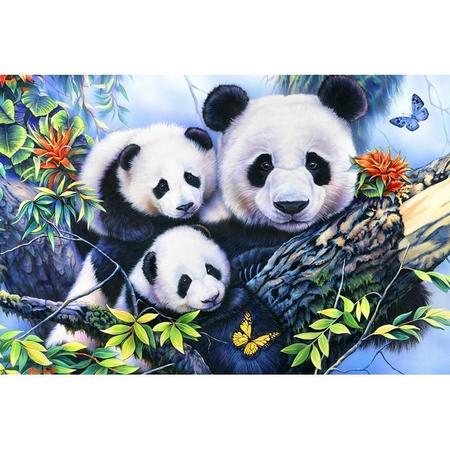 Diamond Painting Panda - Ronde steentjes  - Volledig pakket  - 5D - 24 kleuren  - 25x35cm  - Soft canvas - Diamond Painting volwassenen  - Diamond Painting Dieren