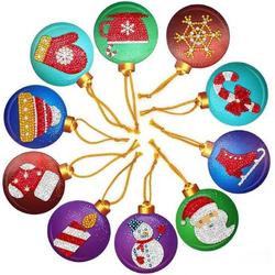 Diamond Painting - Kerstballen 10 stuks - Karton - Hobbypakket - Inclusief Tools
