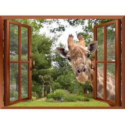 Diamond painting Giraf met ramen - 60x45 cm - Hobbypakket - Volledig te beplakken - Vierkante steentjes