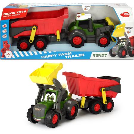 Dickie Happy Series - Tractor met aanhangwagen 65cm