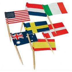 80 cocktailprikkers met landen vlaggen internationaal - vlaggenprikkers