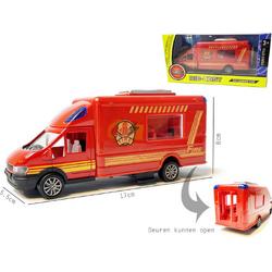 Brandweerwagen - Speelgoed brandweerauto - pull-back drive - Die cast voertuig - 17 CM