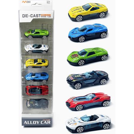Mini sport autos set 6 stuks - model autos Die Cast - mini alloy Fast Cars voertuigen mix speelgoed
