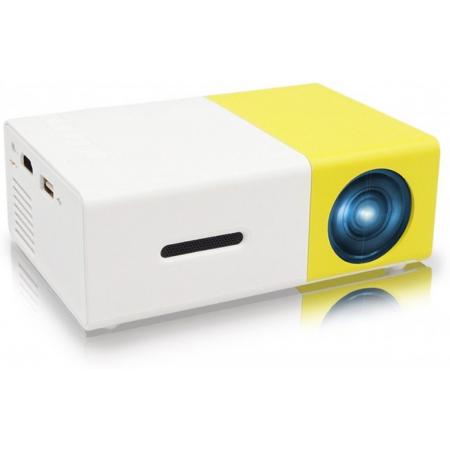 Dieux® - Mini Beamer - Led Projector – Full HD – Geel/Wit - Draagbaar