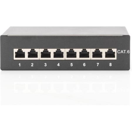 DN-91608SD Desktop CAT6 patch panel (patch paneel), shielded 8-port RJ45, 8P8C, LSA Color black RAL 9005 (4016032241584)