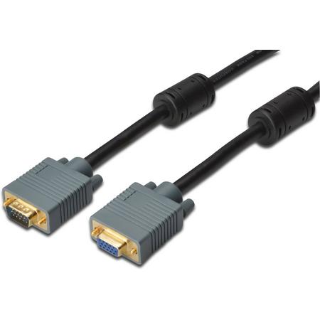 Digitus VGA 10m VGA kabel VGA (D-Sub) Zwart, Grijs