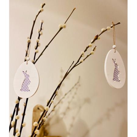 Paasversiering Hanged houten ei - Paasdecoratie - Pasen - Pasen decoratie - Paastak versiering - Paaseieren decoratie - Paars/ wit
