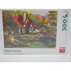 Dino Puzzel van een nostalgisch huis aan het water, 500 stukjes.