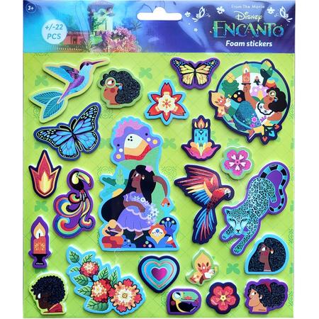 Disney Encanto - Foam stickers 22 stuks met multicolor glitter effect - knutselen - verjaardag - kado - cadeau - Maribel