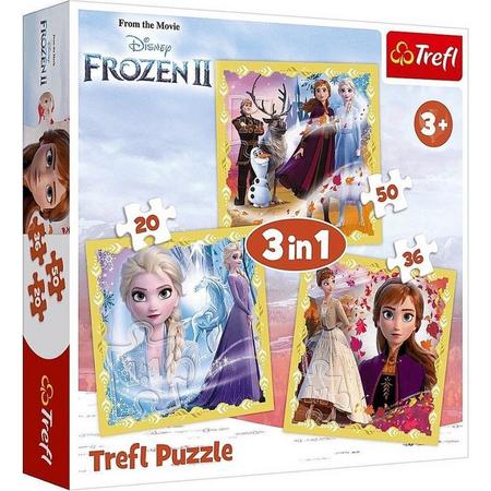 Disney Frozen Puzzel 3 in 1 - 20, 36 en 50 stukjes - Anna - Elsa - Olaf - Puzzelen - Kinderen - Kinderpuzzel - Legpuzzel